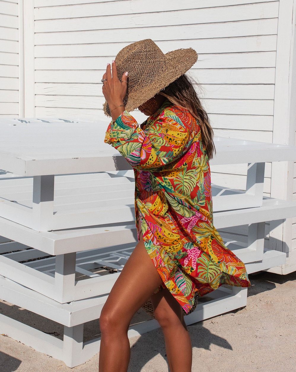 Tropical State Of Mind Button Down Shirt Dress sold by Vici product image thumbnail 5