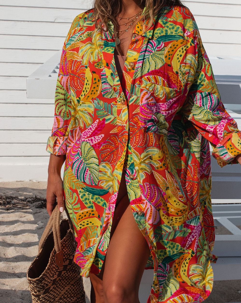 Tropical State Of Mind Button Down Shirt Dress sold by Vici product image thumbnail 2