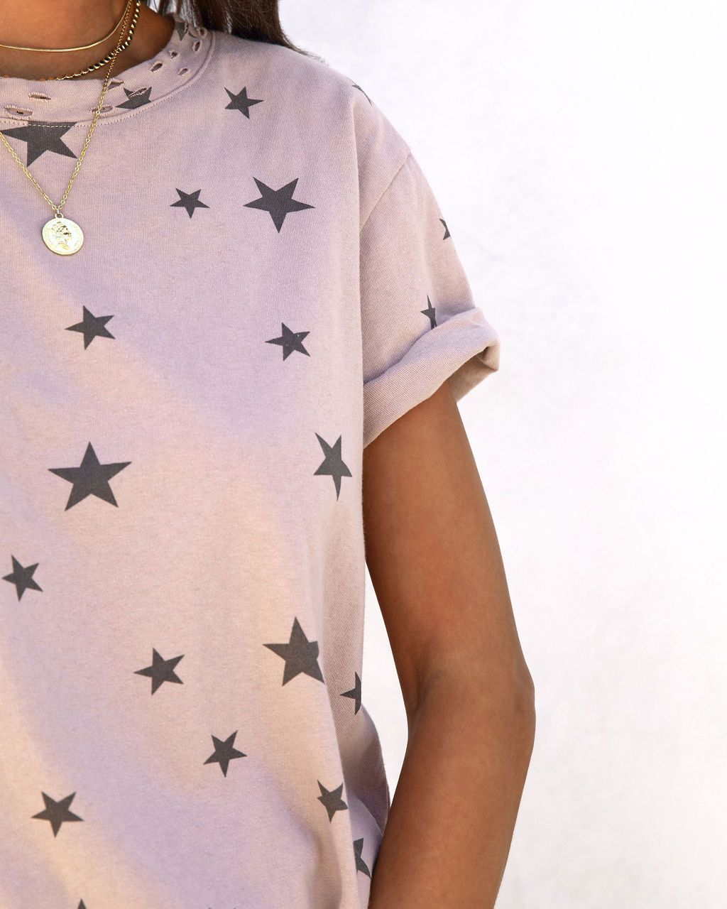 Starry Skies Distressed Cotton Tee - FINAL SALE sold by Vici product image thumbnail 4
