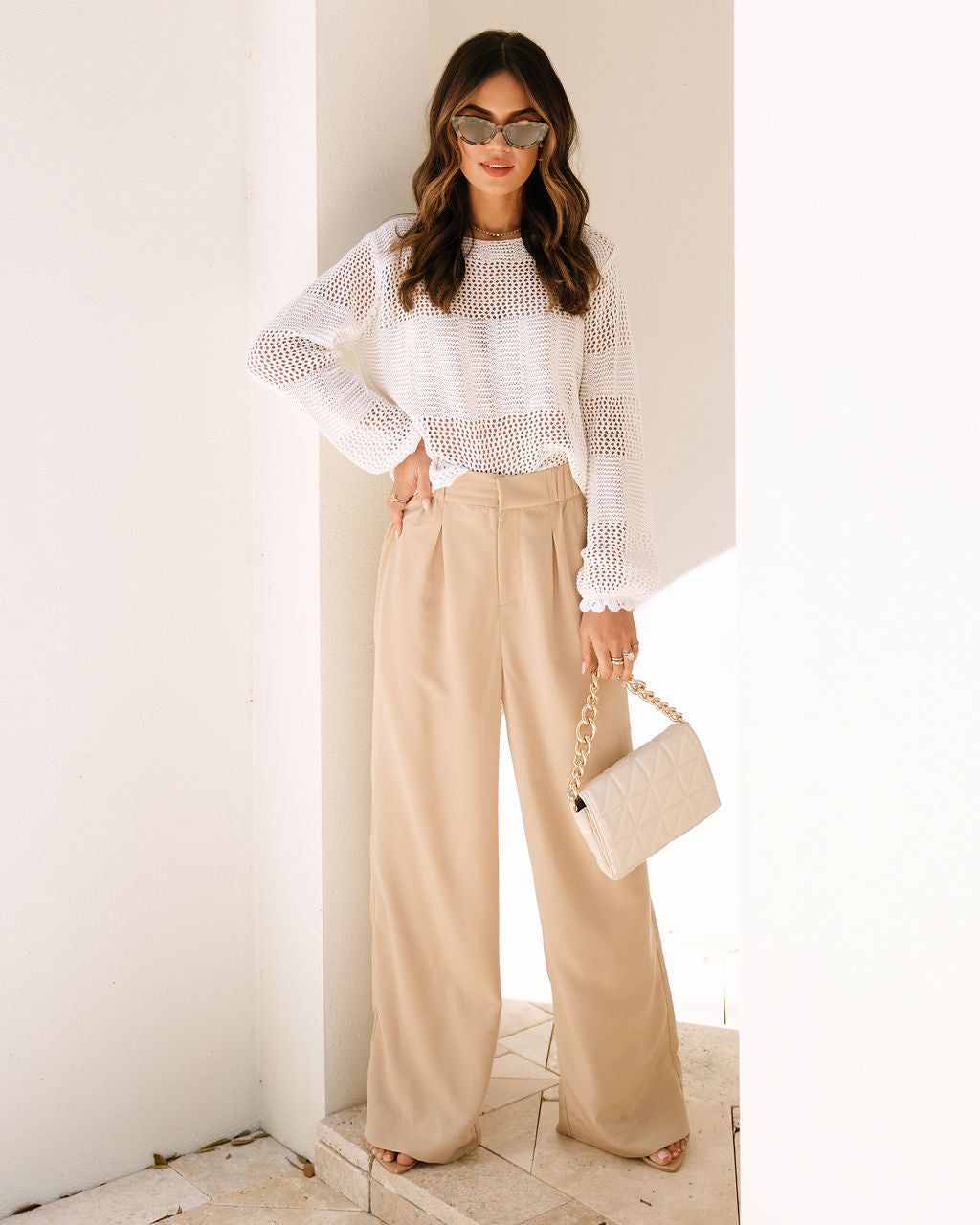 Eden Pocketed Wide Leg Pants - Beige - FINAL SALE sold by Vici product image thumbnail 3