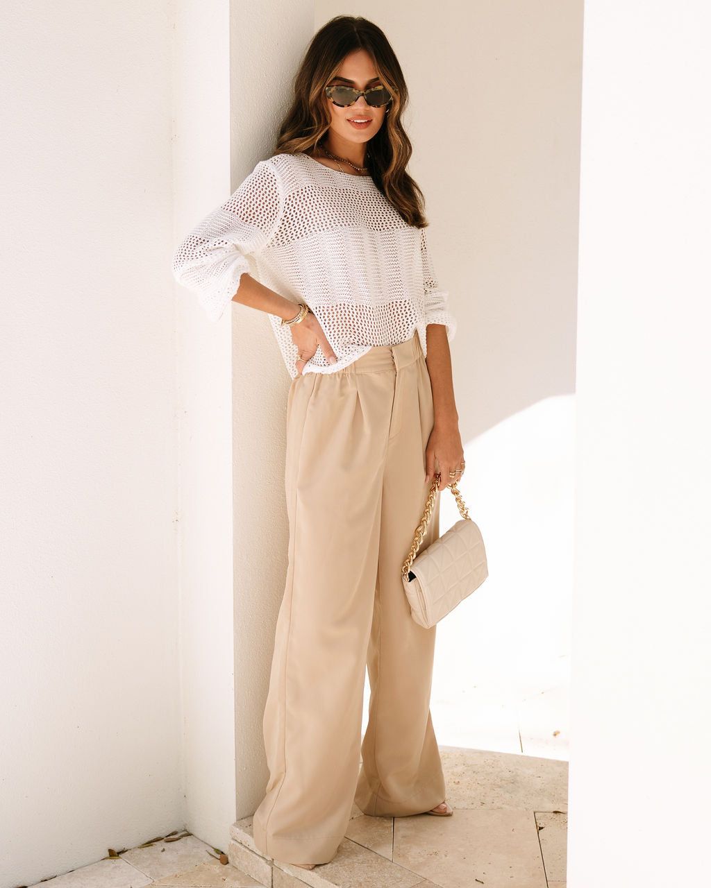 Eden Pocketed Wide Leg Pants - Beige - FINAL SALE sold by Vici product image thumbnail 4