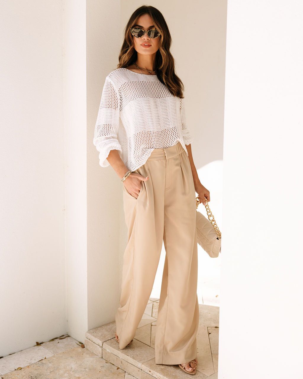 Eden Pocketed Wide Leg Pants - Beige - FINAL SALE sold by Vici product image thumbnail 5