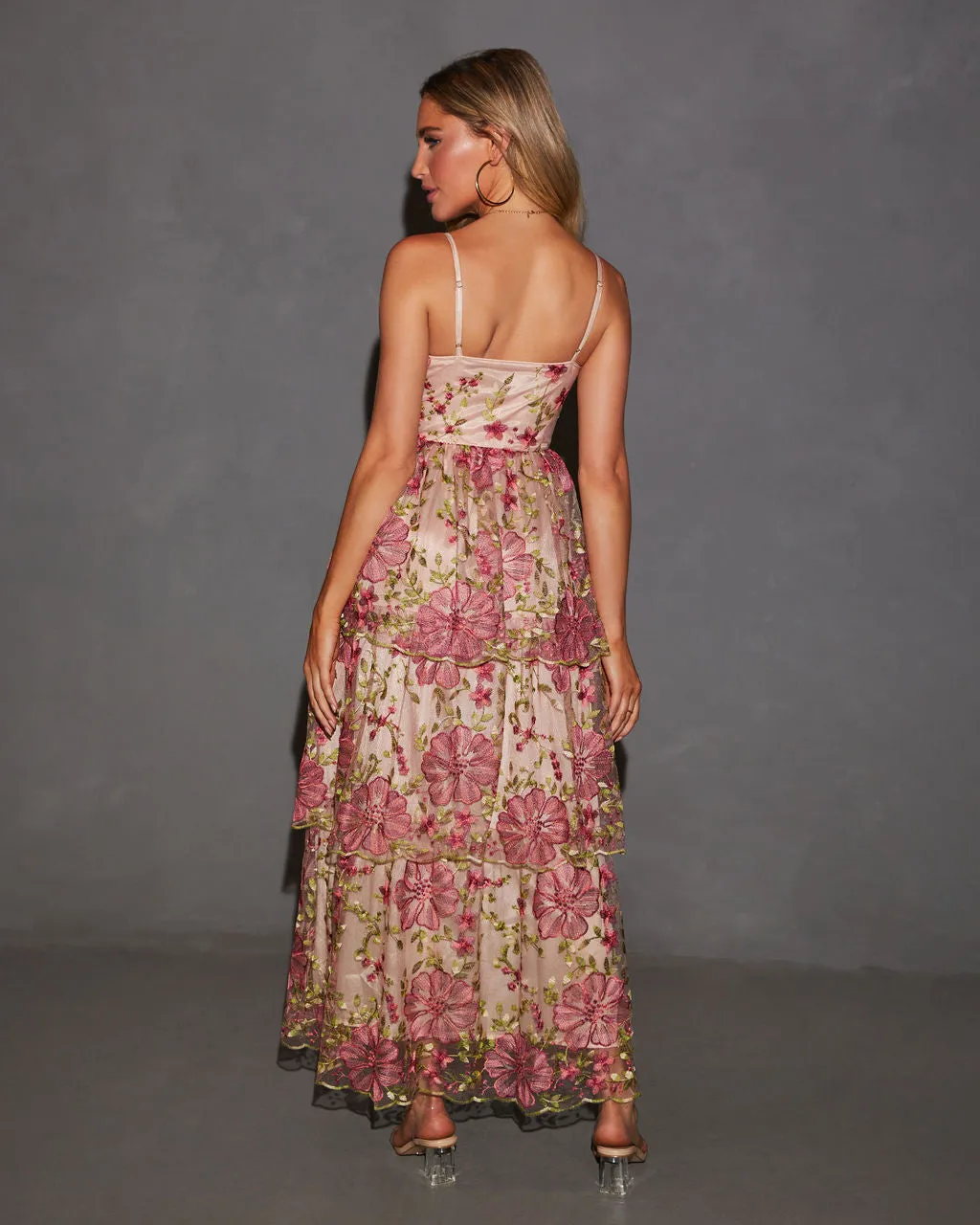 Ethereal Bloom Tiered Embroidered Midi Dress sold by Vici product image thumbnail 4