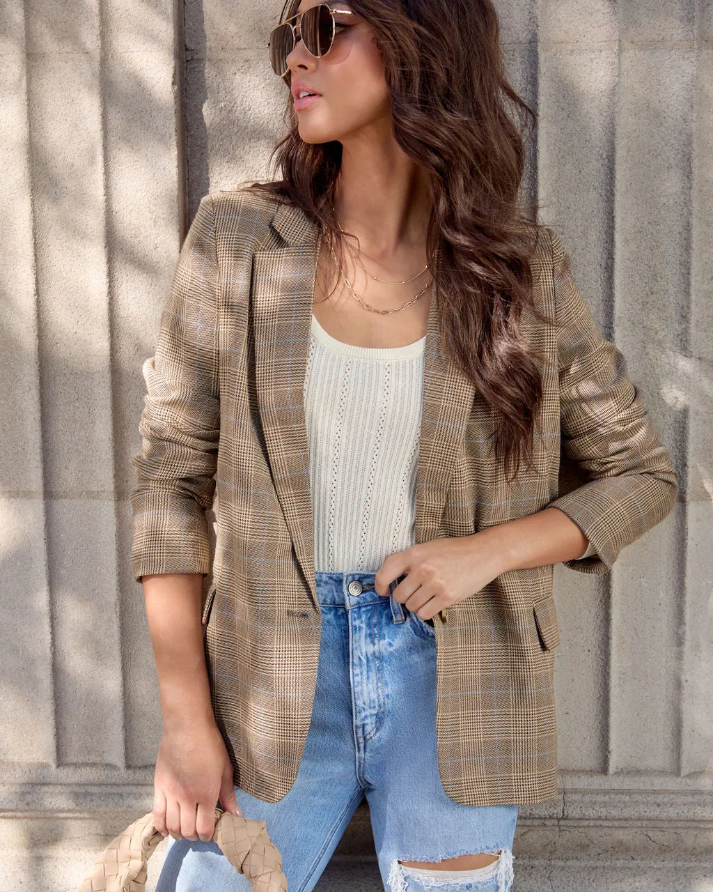 Lourdes Plaid Blazer sold by Vici