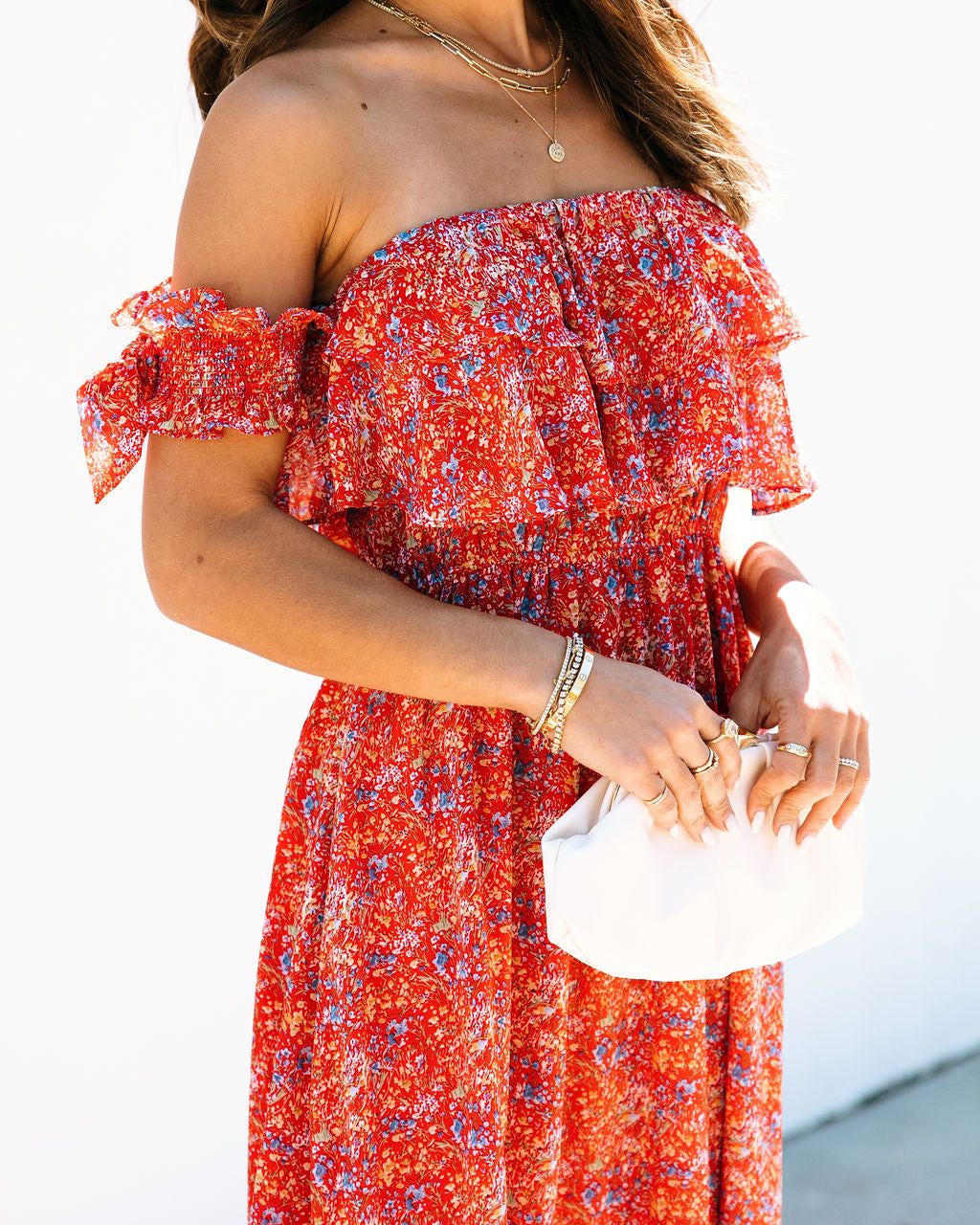 Santana Floral Tiered Off The Shoulder Midi Dress sold by Vici product image thumbnail 2