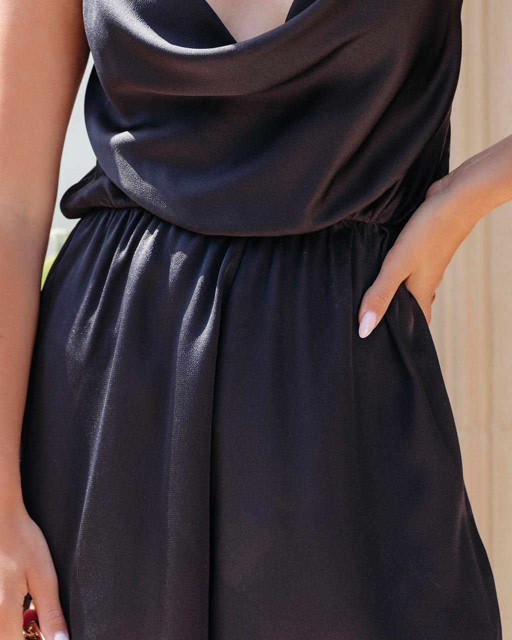 Treat Satin Cowl Neck Romper sold by Vici product image thumbnail 4