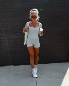 Brennan Square Neck Unitard Romper - Ice Grey - SALE sold by Vici