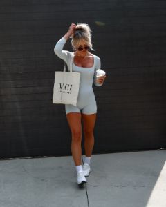 Brennan Square Neck Unitard Romper - Ice Grey - SALE sold by Vici