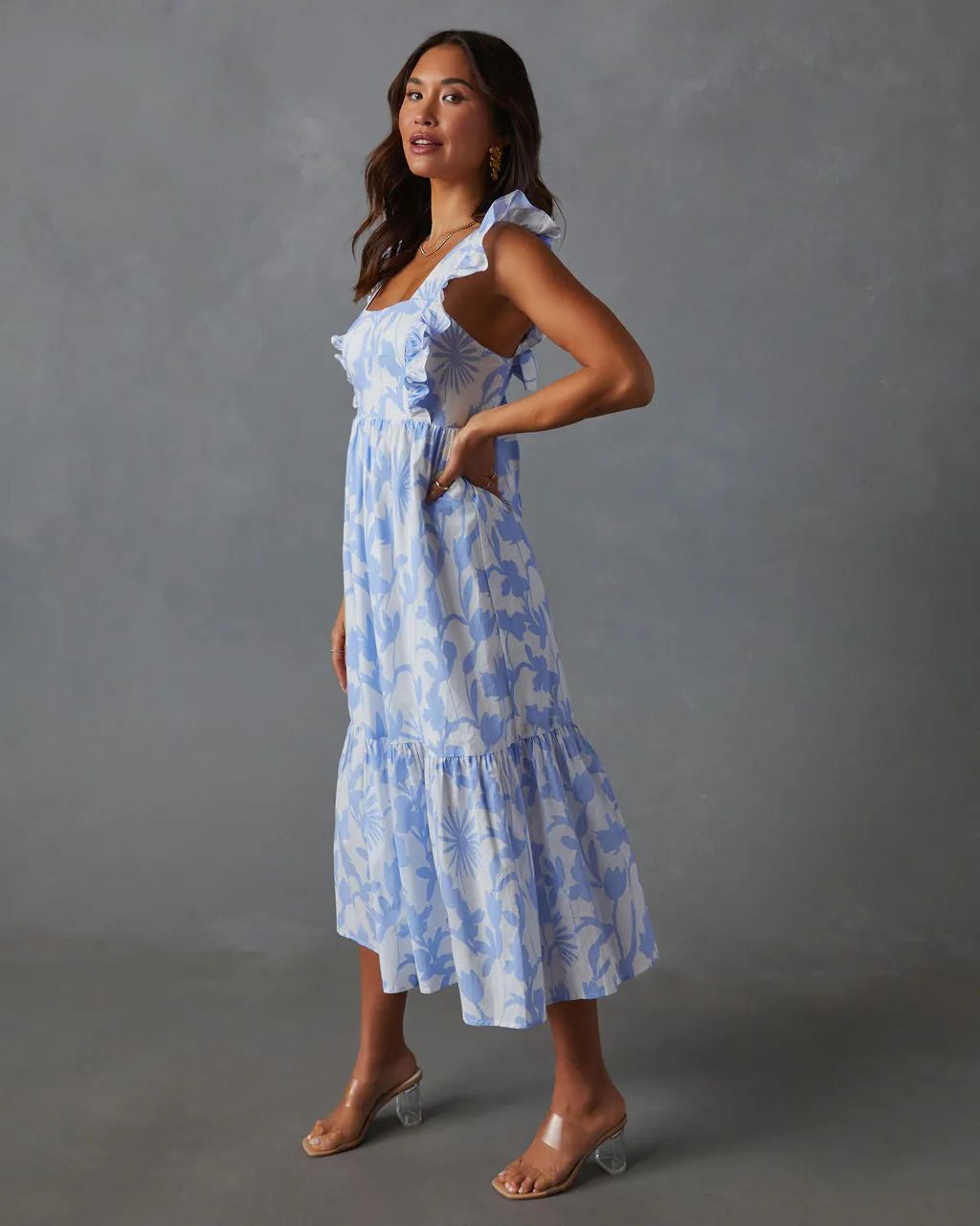 Roe Cotton Floral Midi Dress sold by Vici product image thumbnail 3