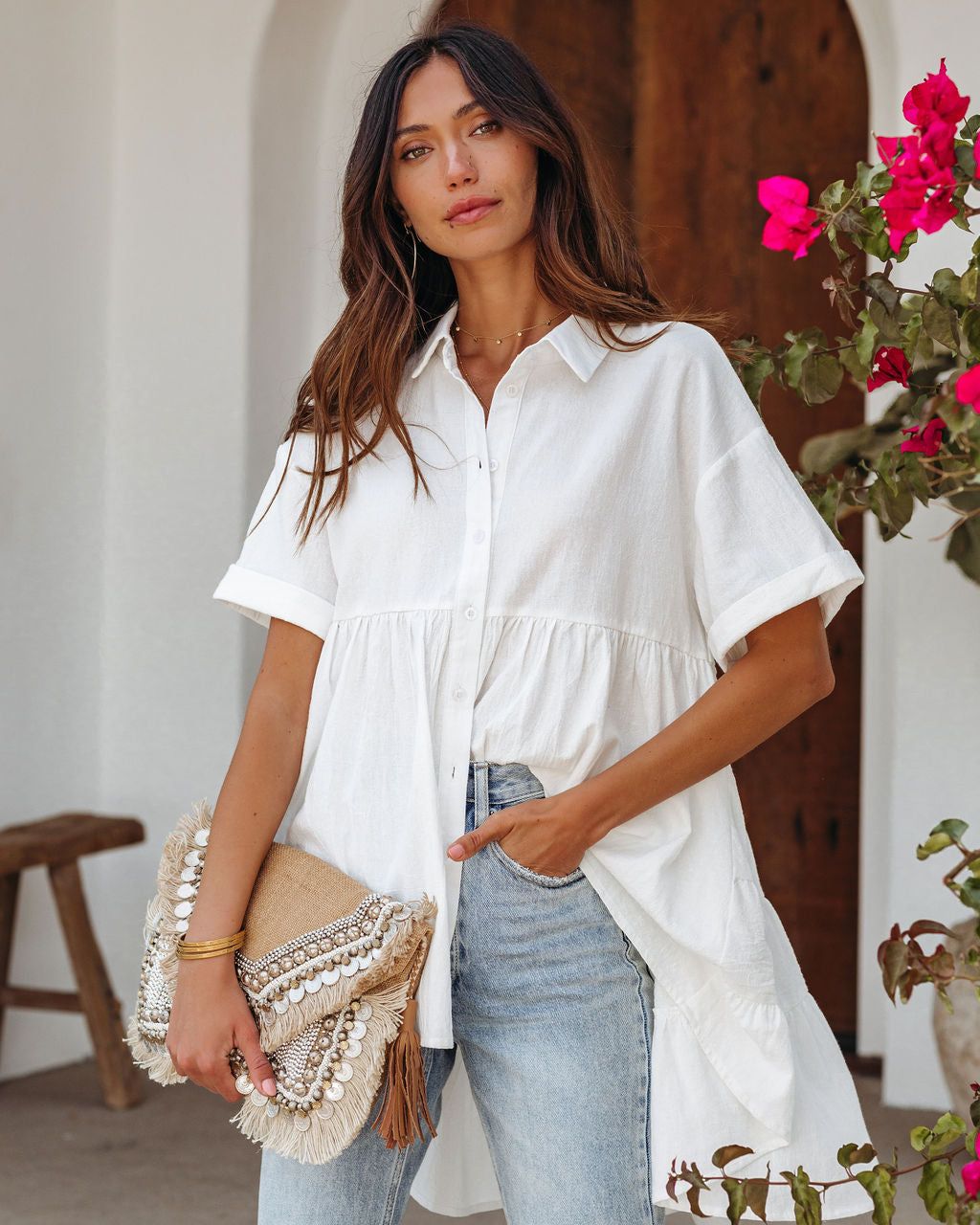 Josie Cotton Babydoll Top - White - FINAL SALE sold by Vici product image thumbnail 9