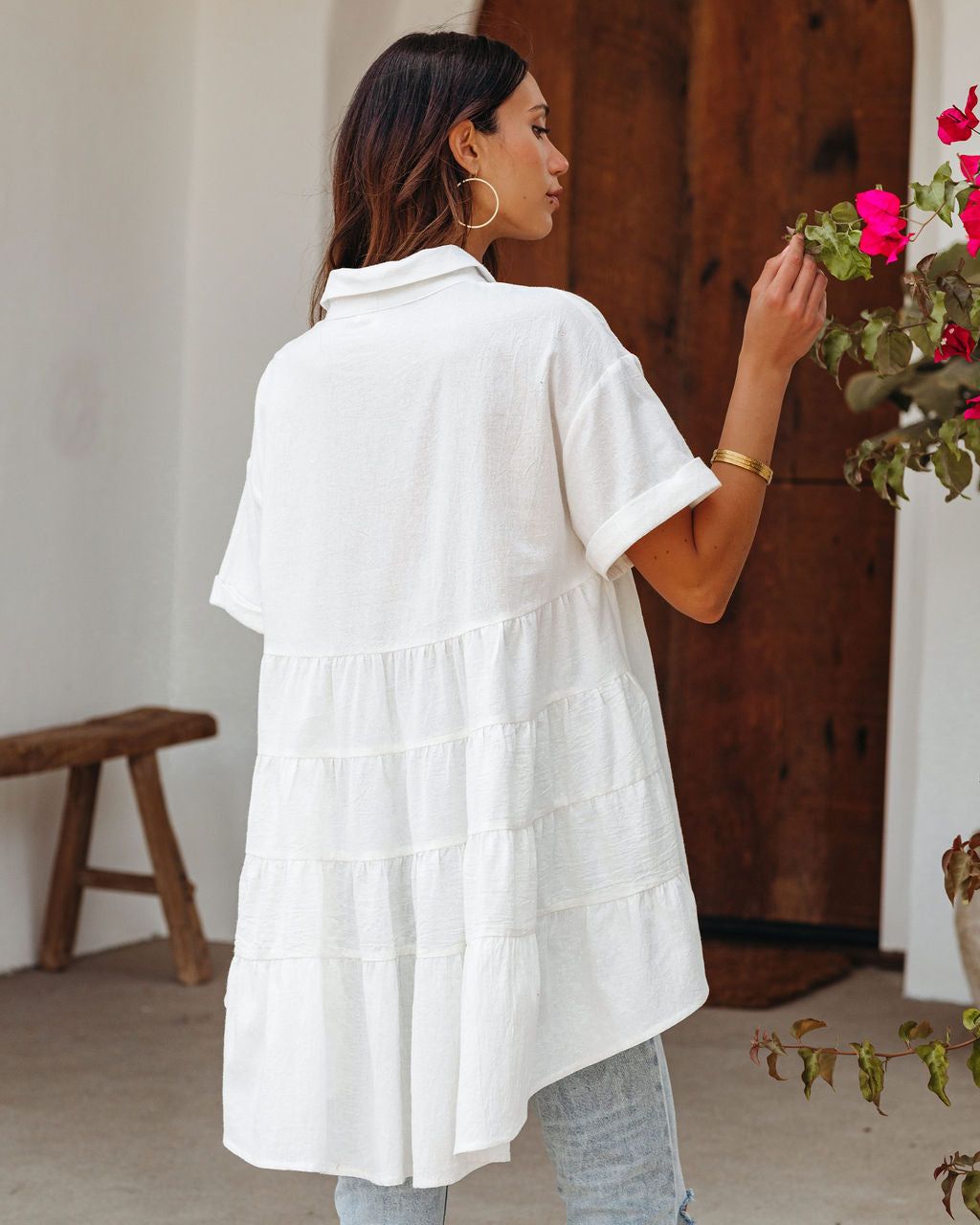 Josie Cotton Babydoll Top - White - FINAL SALE sold by Vici product image thumbnail 2