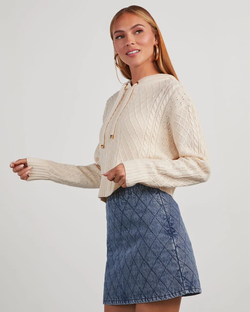 Lillian Cable Knit Hooded Sweater sold by Vici product image thumbnail 4