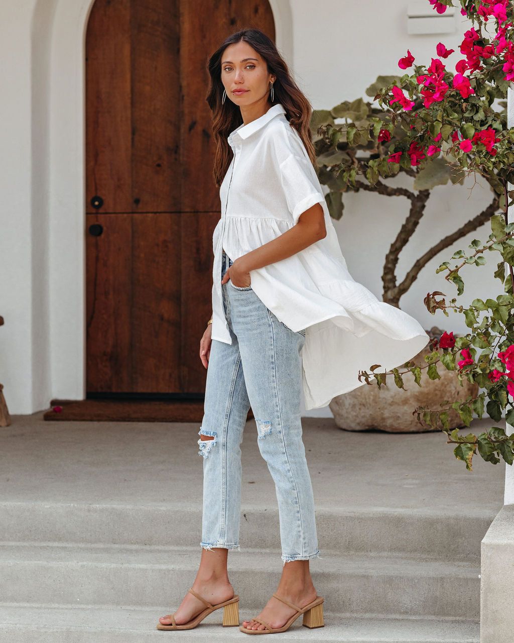 Josie Cotton Babydoll Top - White - FINAL SALE sold by Vici product image thumbnail 3