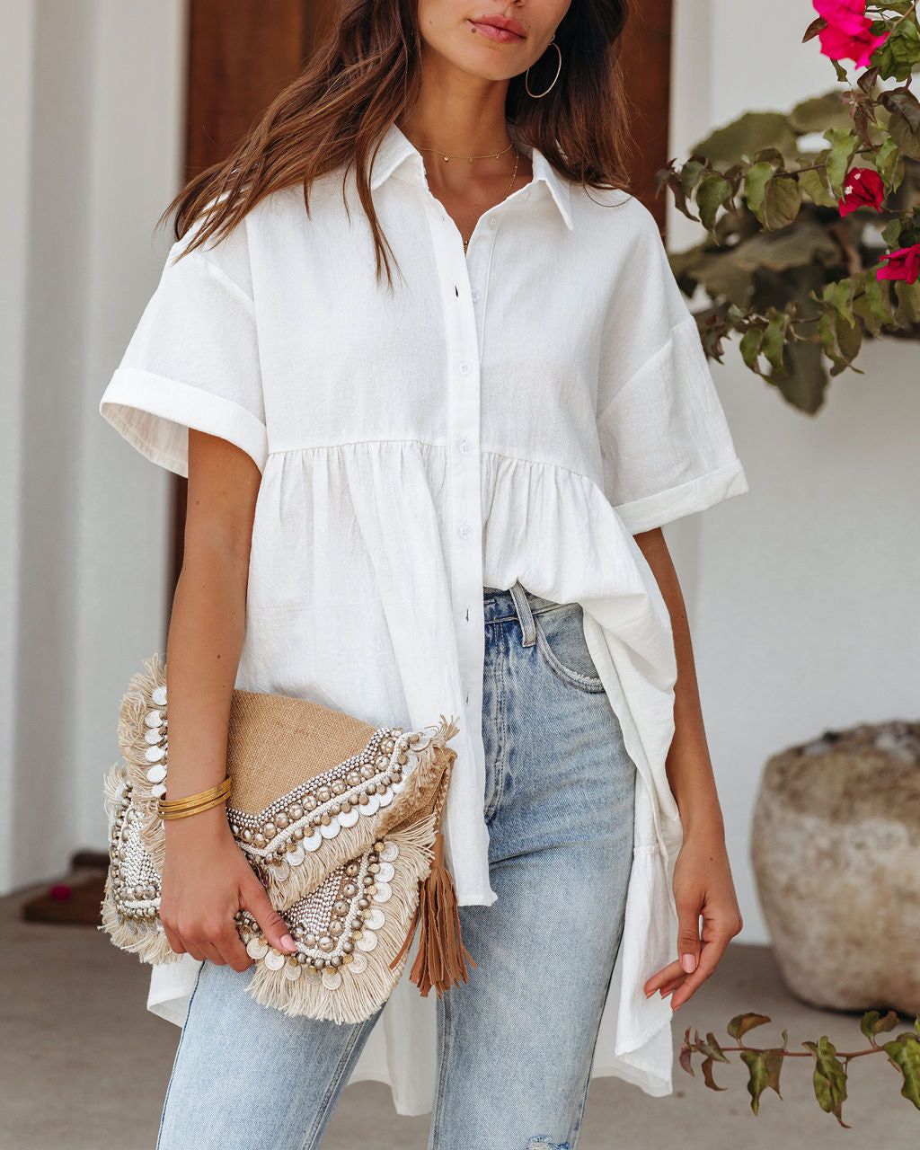 Josie Cotton Babydoll Top - White - FINAL SALE sold by Vici product image thumbnail 5