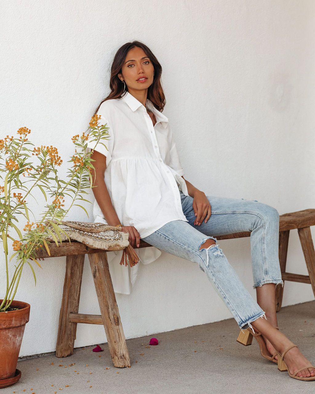 Josie Cotton Babydoll Top - White - FINAL SALE sold by Vici product image thumbnail 8