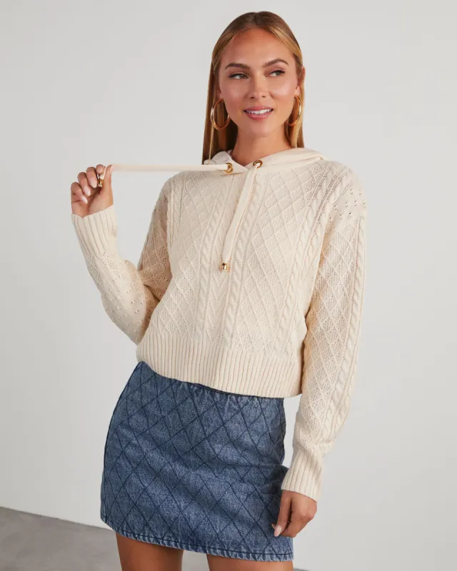 Lillian Cable Knit Hooded Sweater sold by Vici