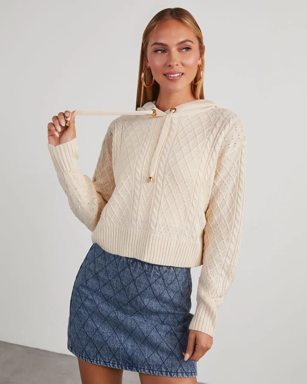 Lillian Cable Knit Hooded Sweater sold by Vici