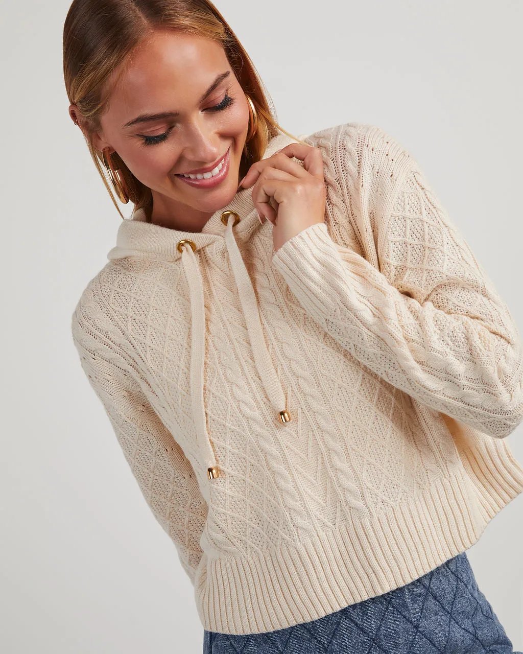 Lillian Cable Knit Hooded Sweater sold by Vici product image thumbnail 2