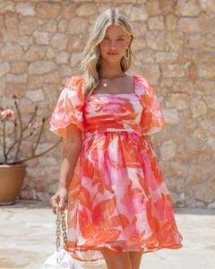 Peachy Skies  Puff Sleeve Organza Babydoll Dress - FINAL SALE sold by Vici
