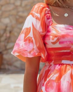 Peachy Skies  Puff Sleeve Organza Babydoll Dress - FINAL SALE sold by Vici