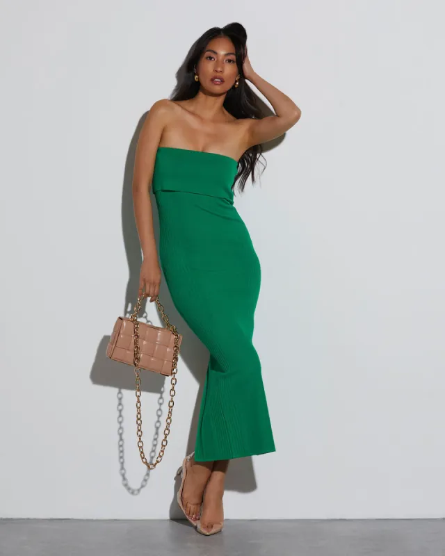 Soft Life Strapless Knit Midi Dress sold by Vici