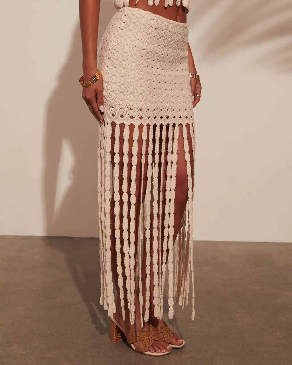 Sweet Escape Knitted Fringe Mini Skirt sold by Vici product image thumbnail 2