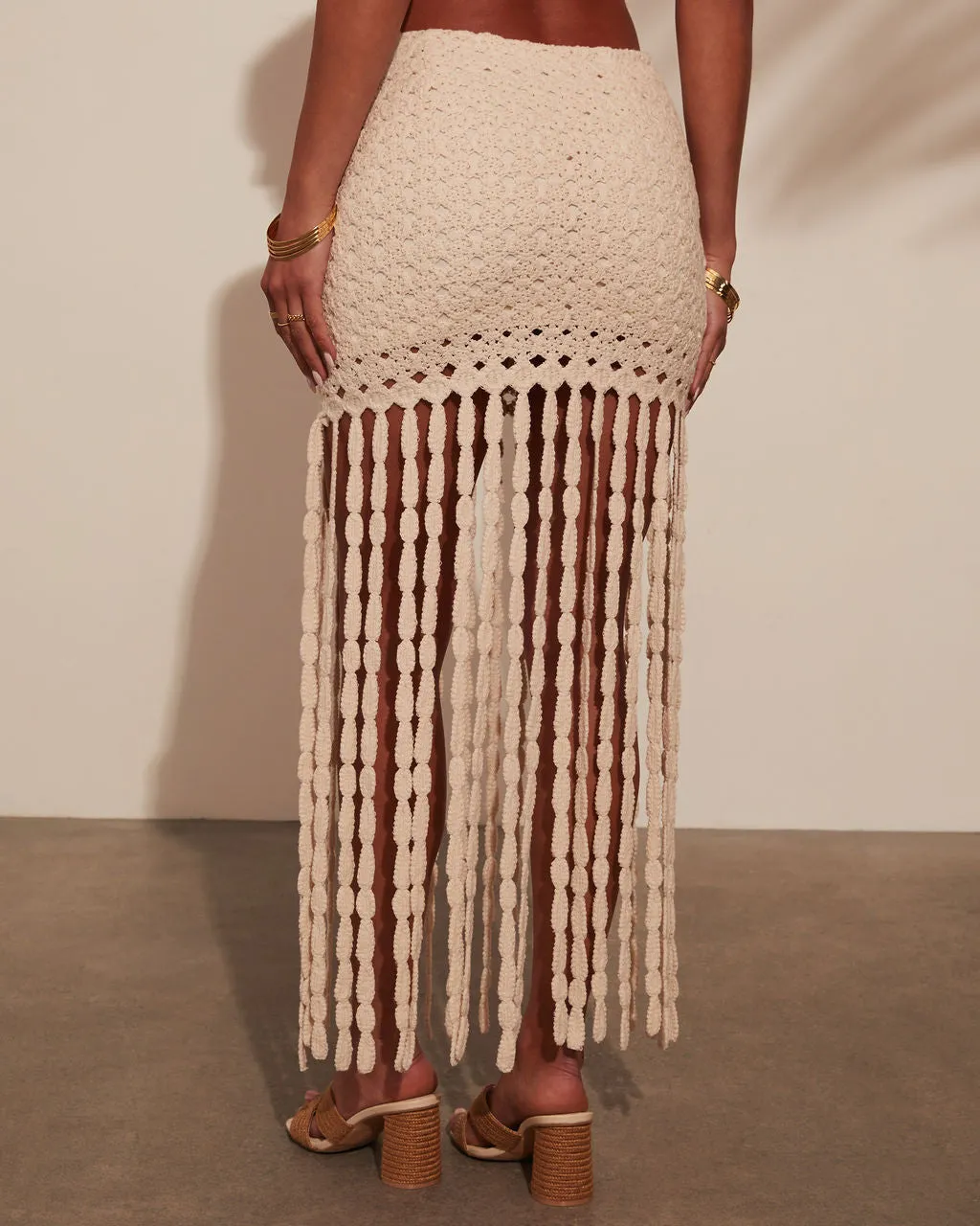 Sweet Escape Knitted Fringe Mini Skirt sold by Vici product image thumbnail 4