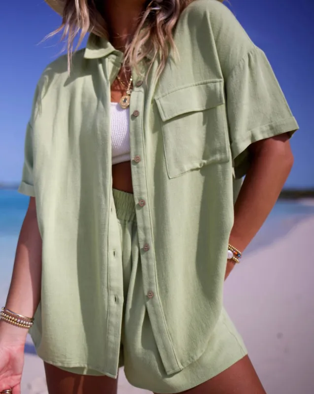 Dylan Relaxed Button Down Top sold by Vici