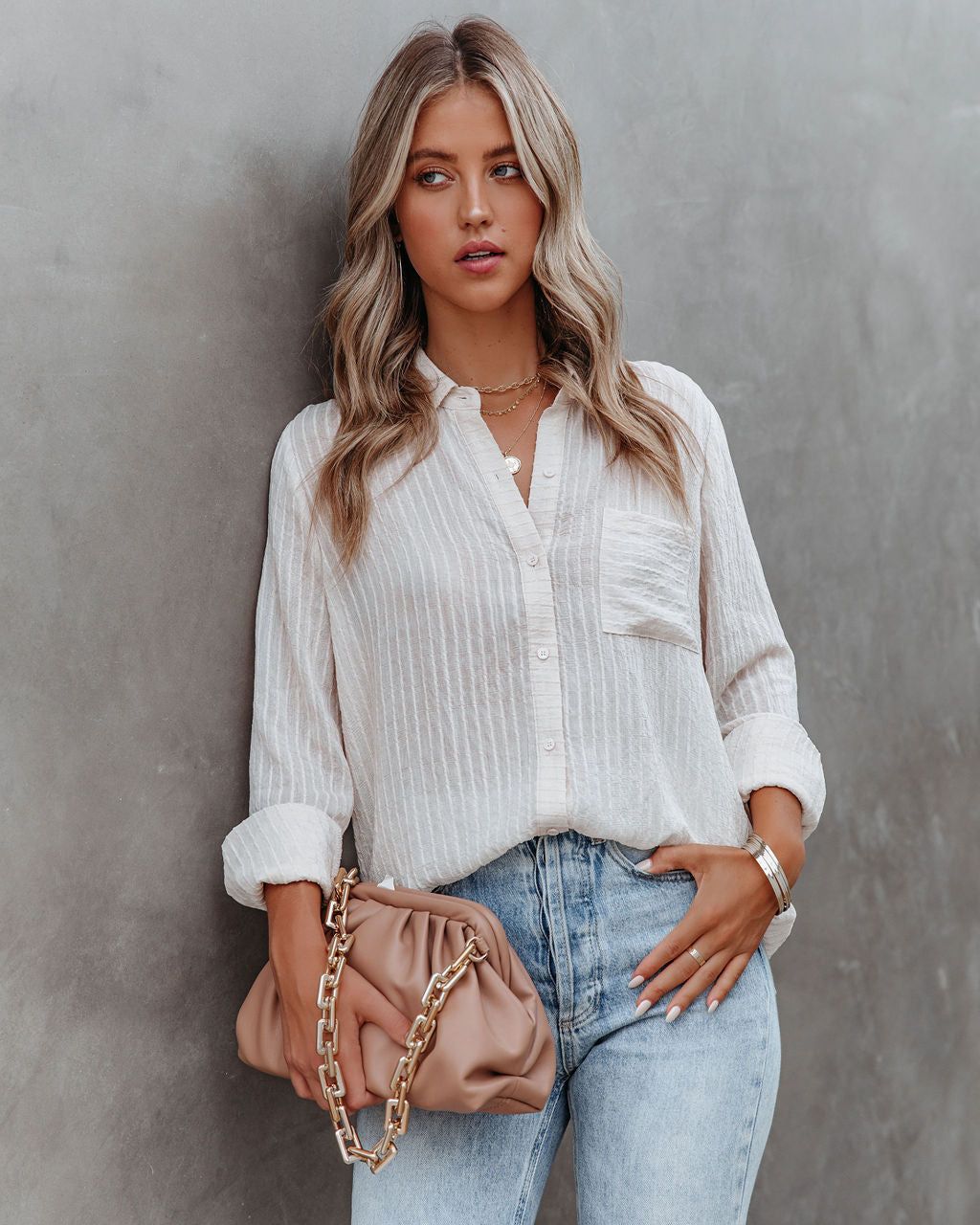 Rodeo Textured Button Down Blouse - FINAL SALE sold by Vici