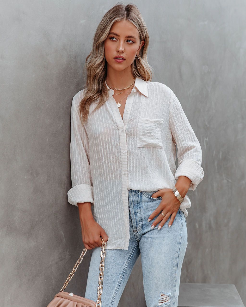 Rodeo Textured Button Down Blouse - FINAL SALE sold by Vici product image thumbnail 3