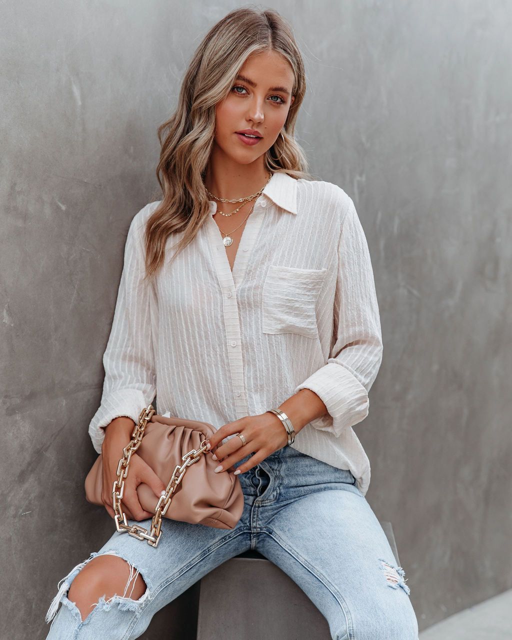 Rodeo Textured Button Down Blouse - FINAL SALE sold by Vici product image thumbnail 6