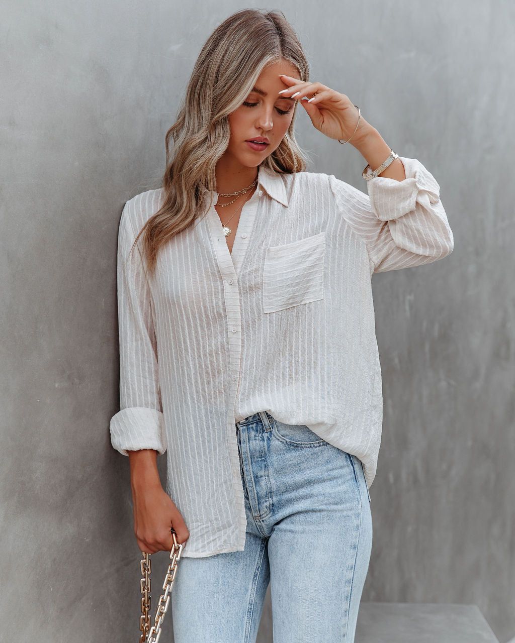 Rodeo Textured Button Down Blouse - FINAL SALE sold by Vici product image thumbnail 9