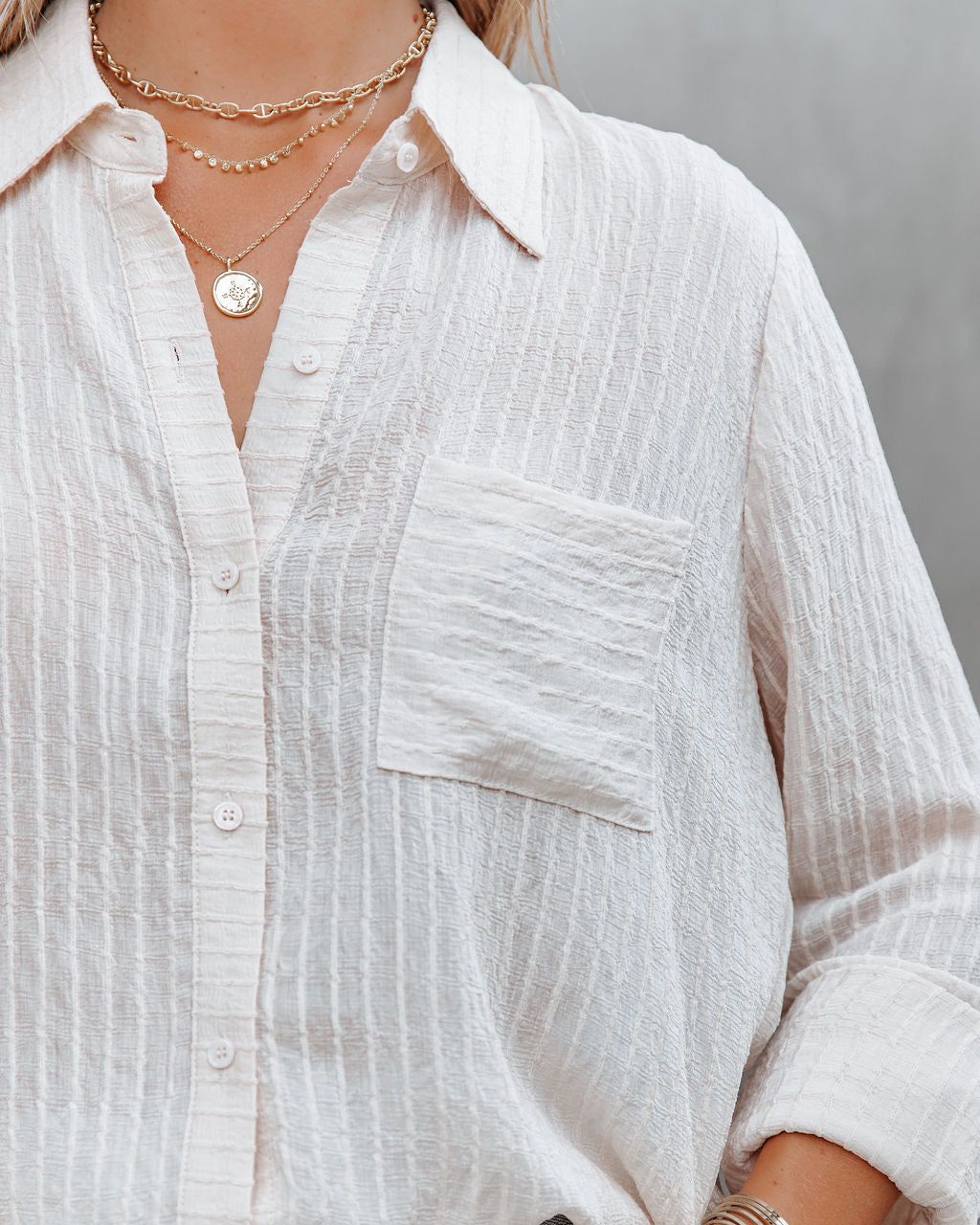 Rodeo Textured Button Down Blouse - FINAL SALE sold by Vici product image thumbnail 4