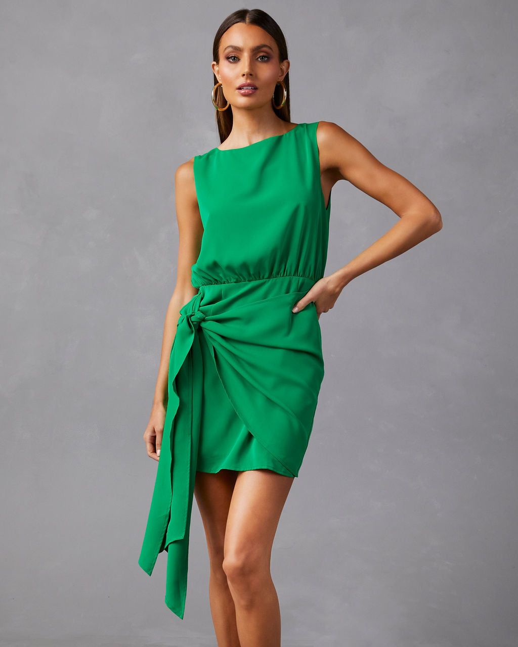 Lyanna Drape Front Tie Mini Dress - Green - FINAL SALE sold by Vici product image thumbnail 6