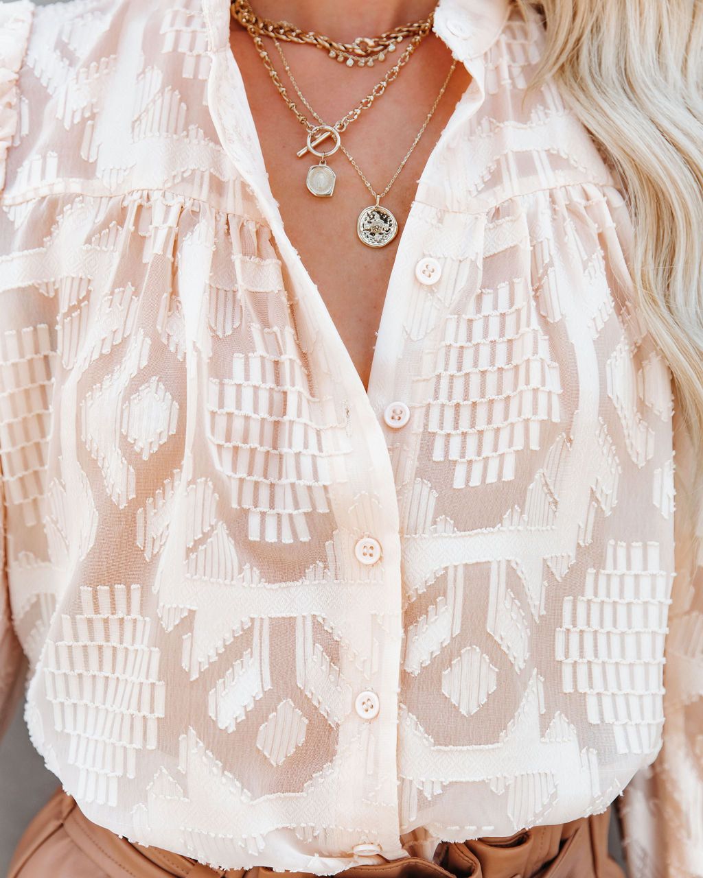 Mecca Textured Button Down Top - Cream - FINAL SALE sold by Vici product image thumbnail 4