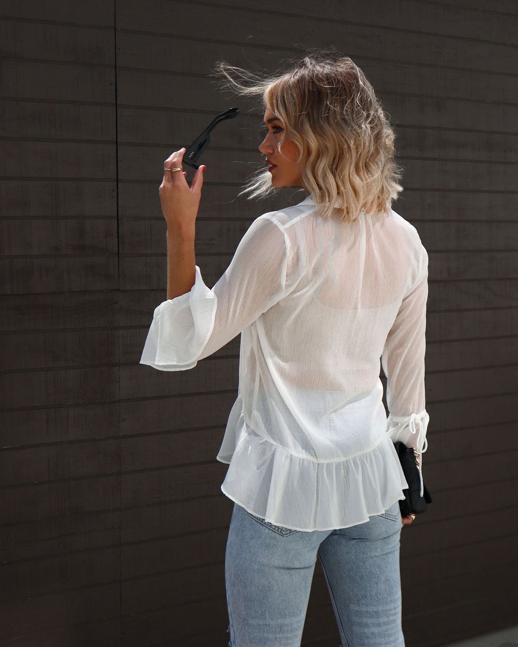 Heavenly Dream Chiffon Tie Front Top sold by Vici product image thumbnail 3