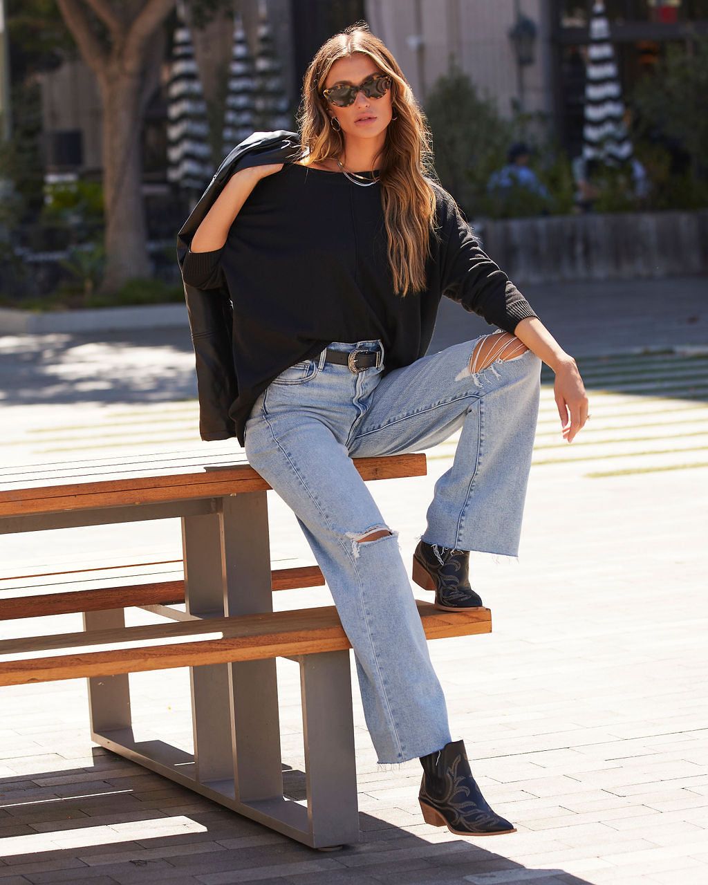 Quentin Crew Neck Pullover Sweater - Black sold by Vici product image thumbnail 2