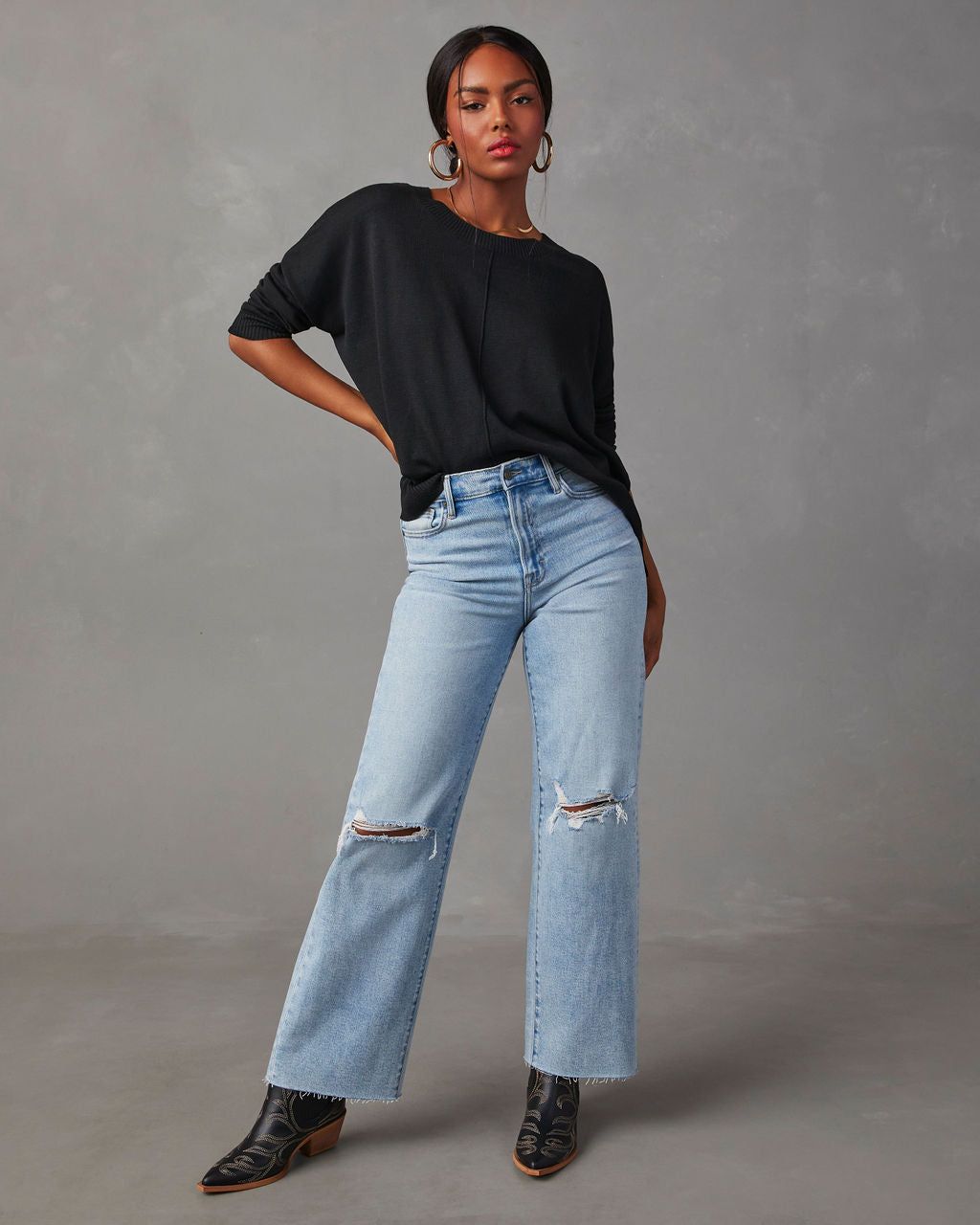 Quentin Crew Neck Pullover Sweater - Black sold by Vici product image thumbnail 3