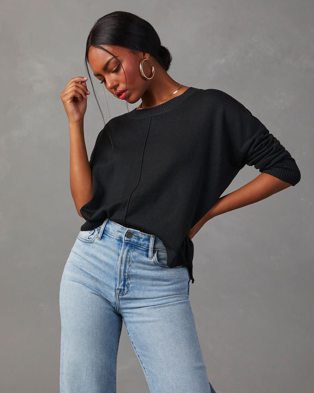 Quentin Crew Neck Pullover Sweater - Black sold by Vici product image thumbnail 5