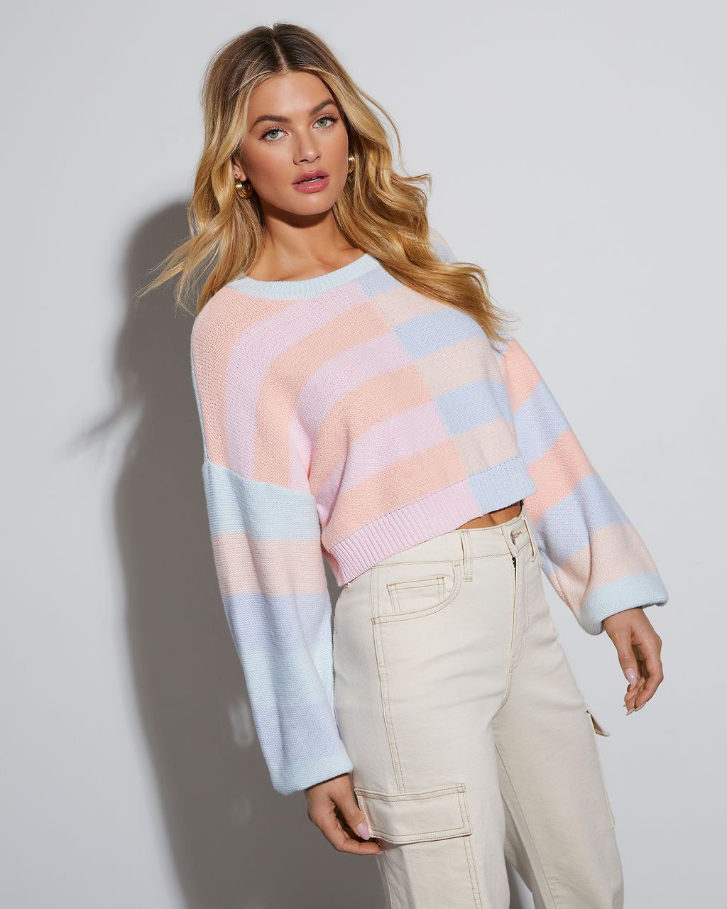 Mixed Feelings Knit Striped Colorblock Sweater sold by Vici product image thumbnail 2