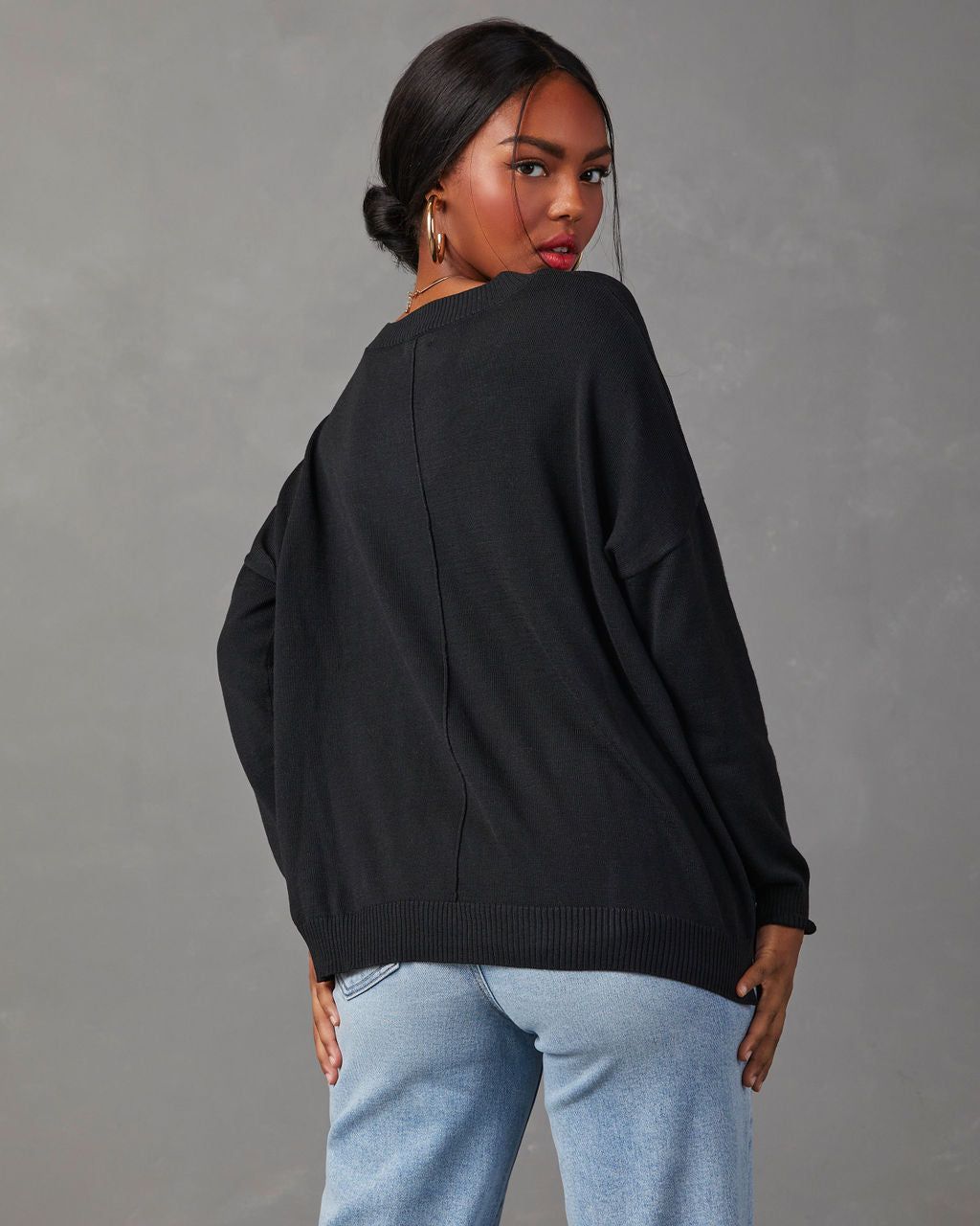 Quentin Crew Neck Pullover Sweater - Black sold by Vici product image thumbnail 4