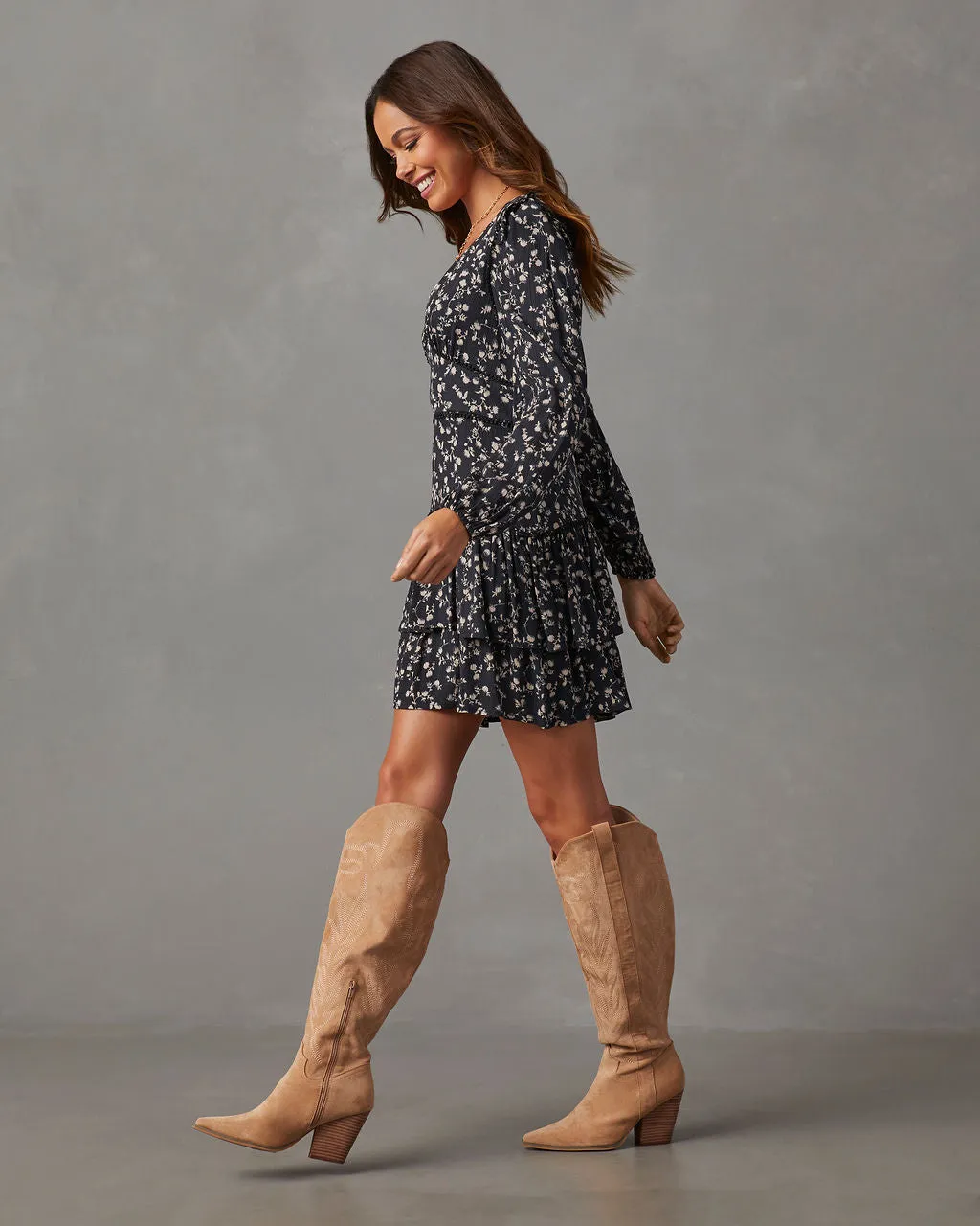 Allie Floral Short Sleeve Mini Dress sold by Vici product image thumbnail 3