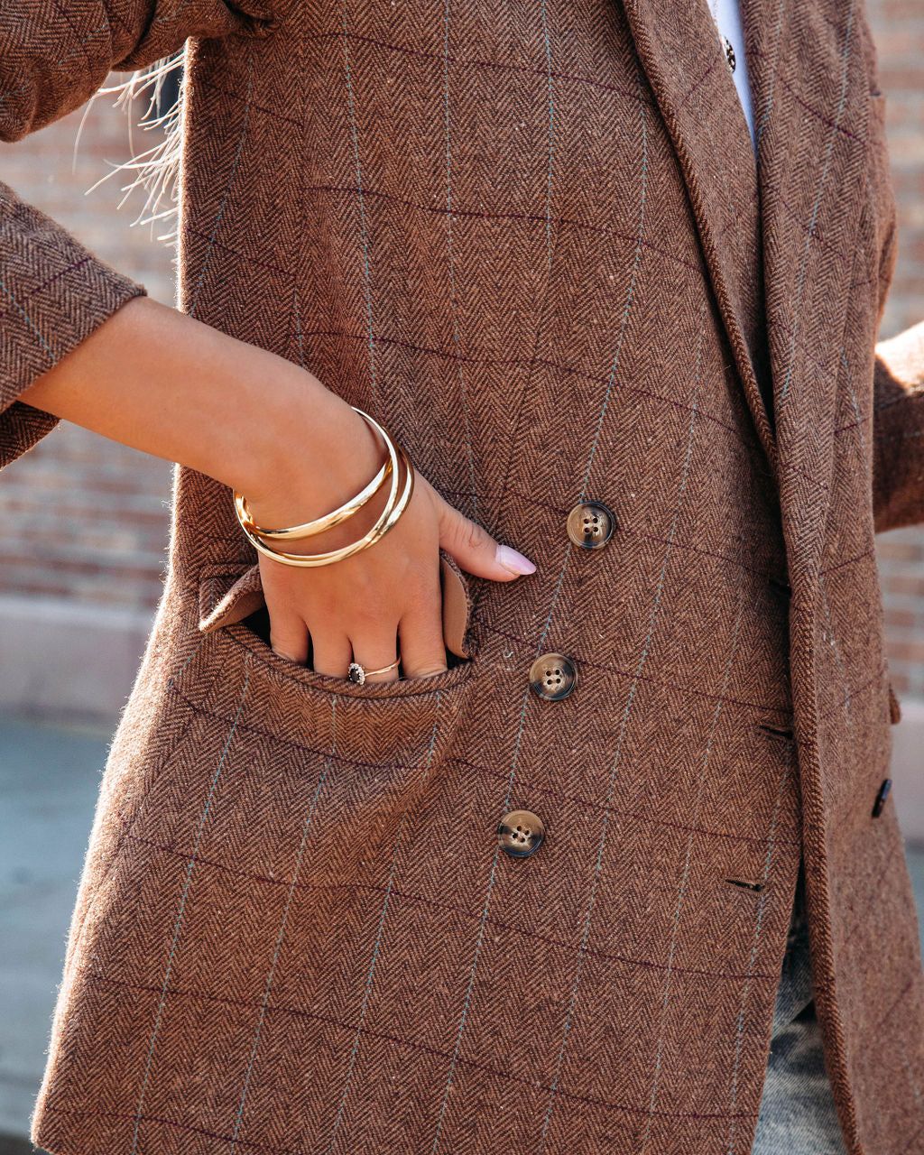 Glasgow Pocketed Herringbone Blazer sold by Vici product image thumbnail 2