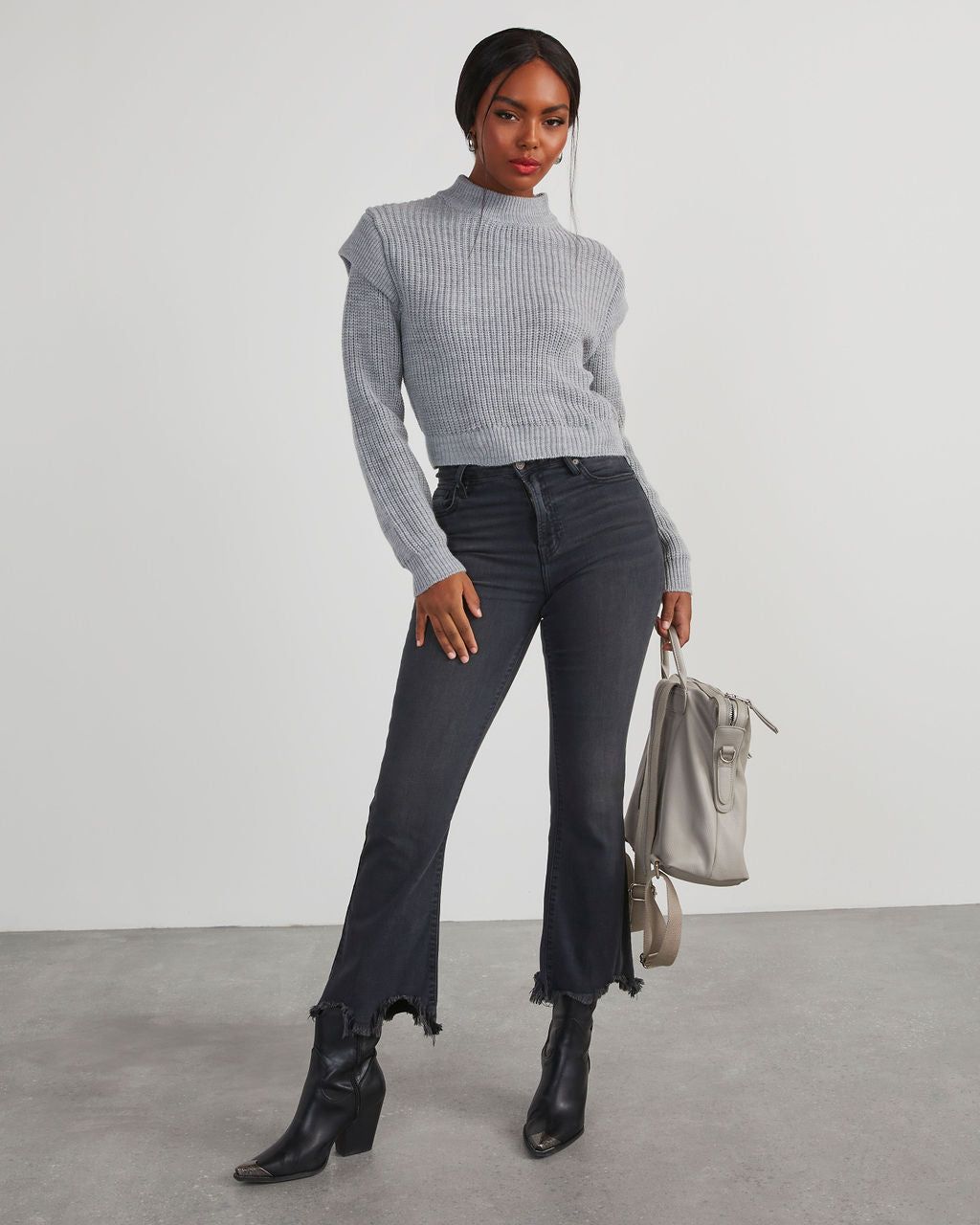 Nonnie Knit Pullover Sweater - Heather Grey sold by Vici product image thumbnail 2