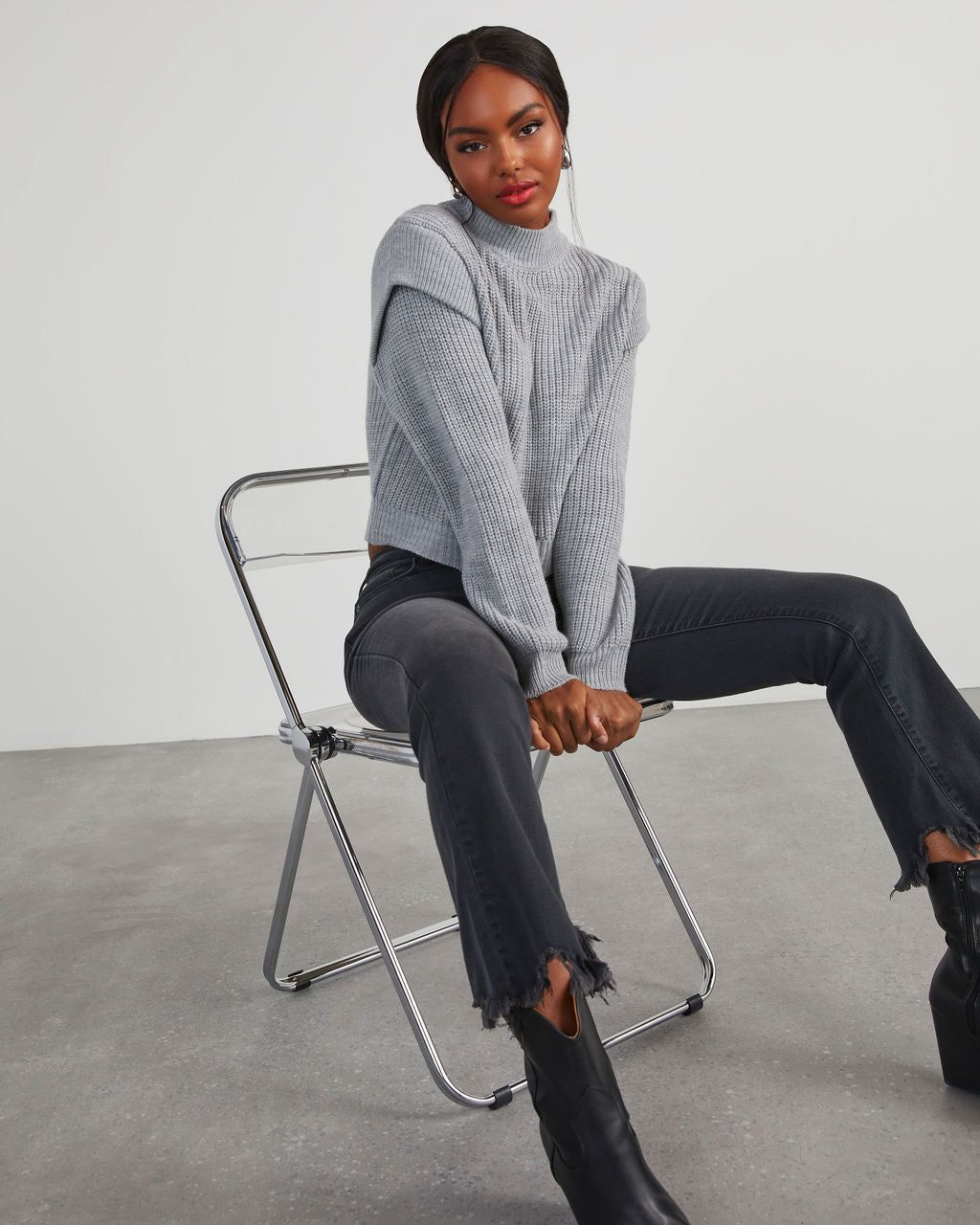 Nonnie Knit Pullover Sweater - Heather Grey sold by Vici product image thumbnail 6