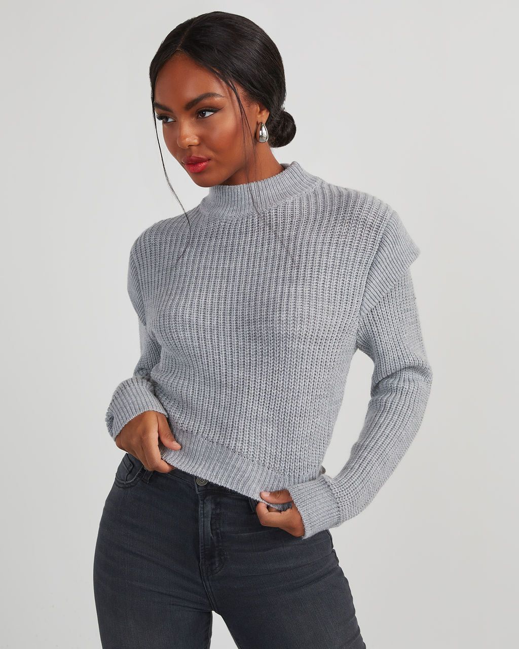 Nonnie Knit Pullover Sweater - Heather Grey sold by Vici product image thumbnail 3