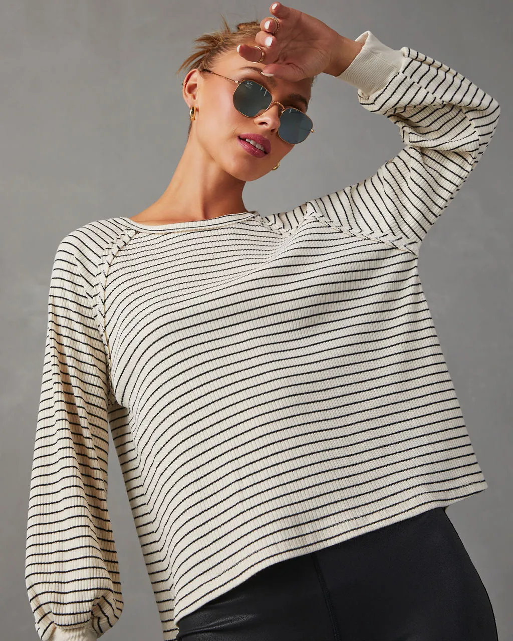 Jacey Cotton Striped Long Sleeve Top sold by Vici product image thumbnail 5