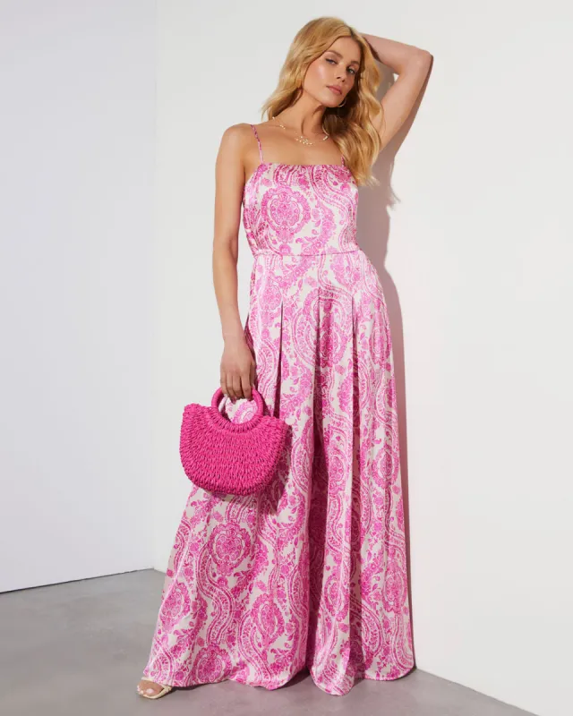 Alessandra Satin Paisley Print Jumpsuit sold by Vici