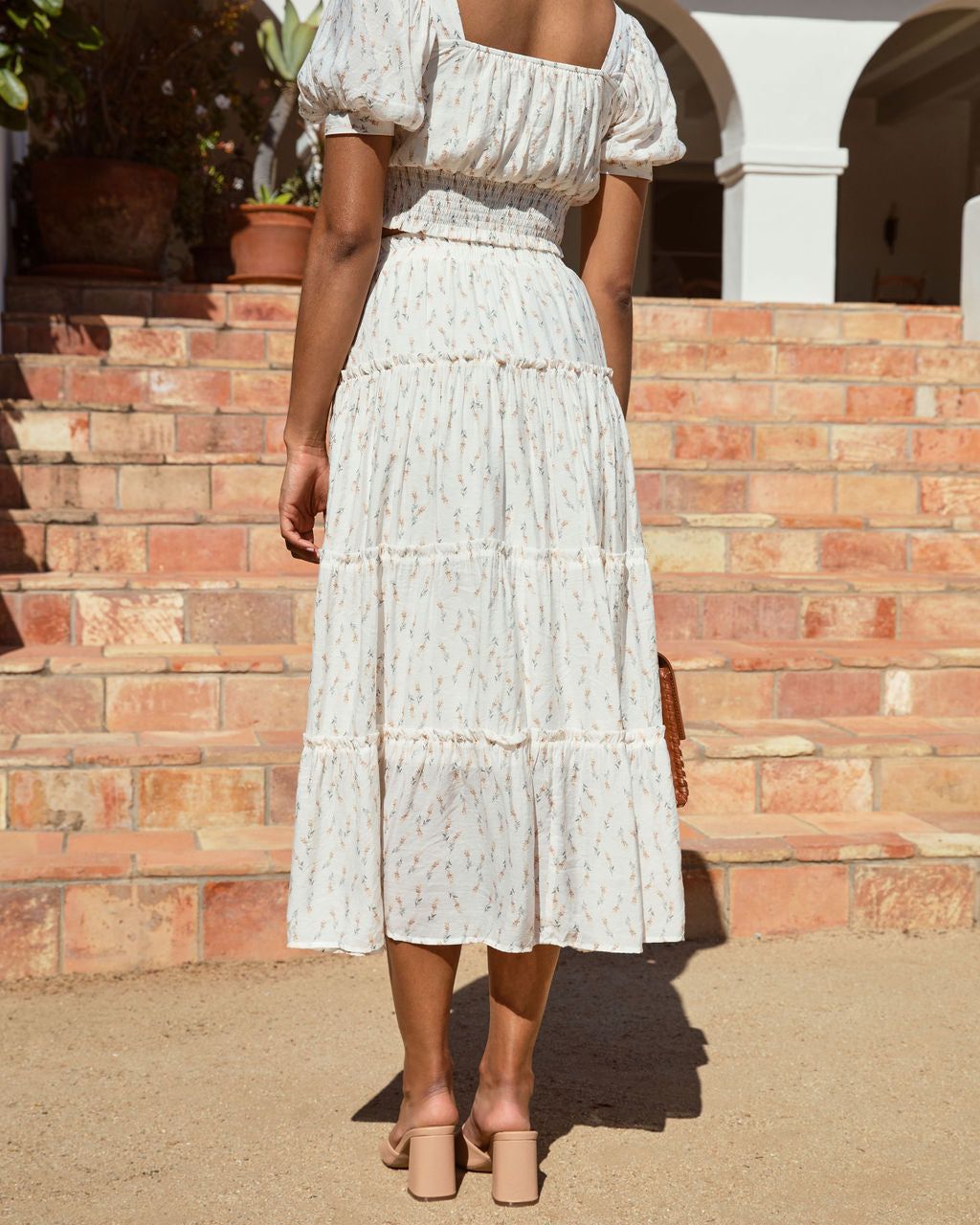 Sweet Life Floral Tiered Midi Skirt - Cream - FINAL SALE sold by Vici product image thumbnail 5