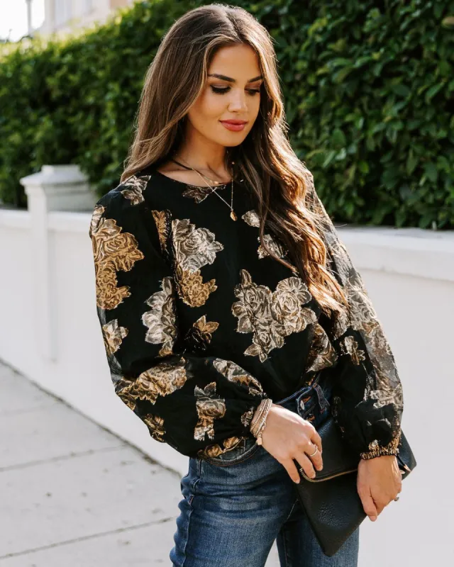 Royalty Metallic Tulle Blouse - Black - FINAL SALE sold by Vici